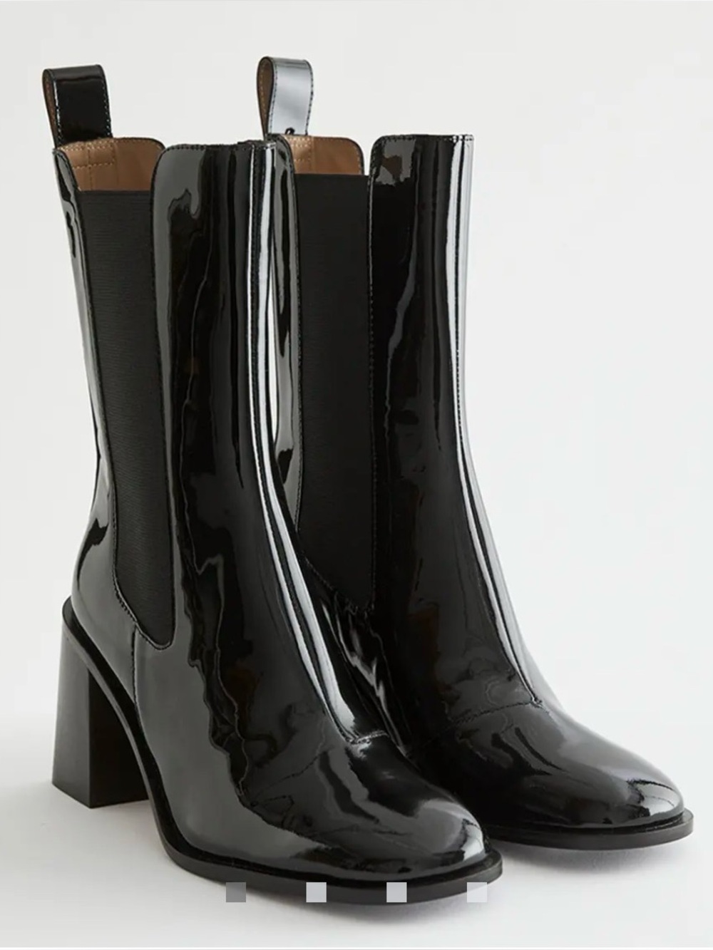 & Other Stories Olga Boots black glossy patent leather finish NEW size 7
